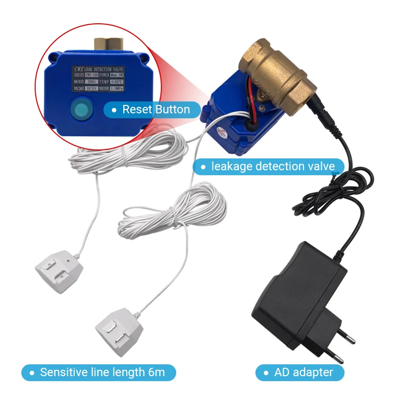 US $56.09 Russian Ship Cheap Fatory Supply Water Leakage Sensor Alarm Kit with Auto Stop Valve DN15 Water Flood Leaking Detection Sensor