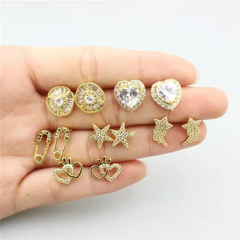 

10pair/lot New design cz earring,multi style cubic zirconia micro pave charm,fashion cz jewelry cheap wholesale