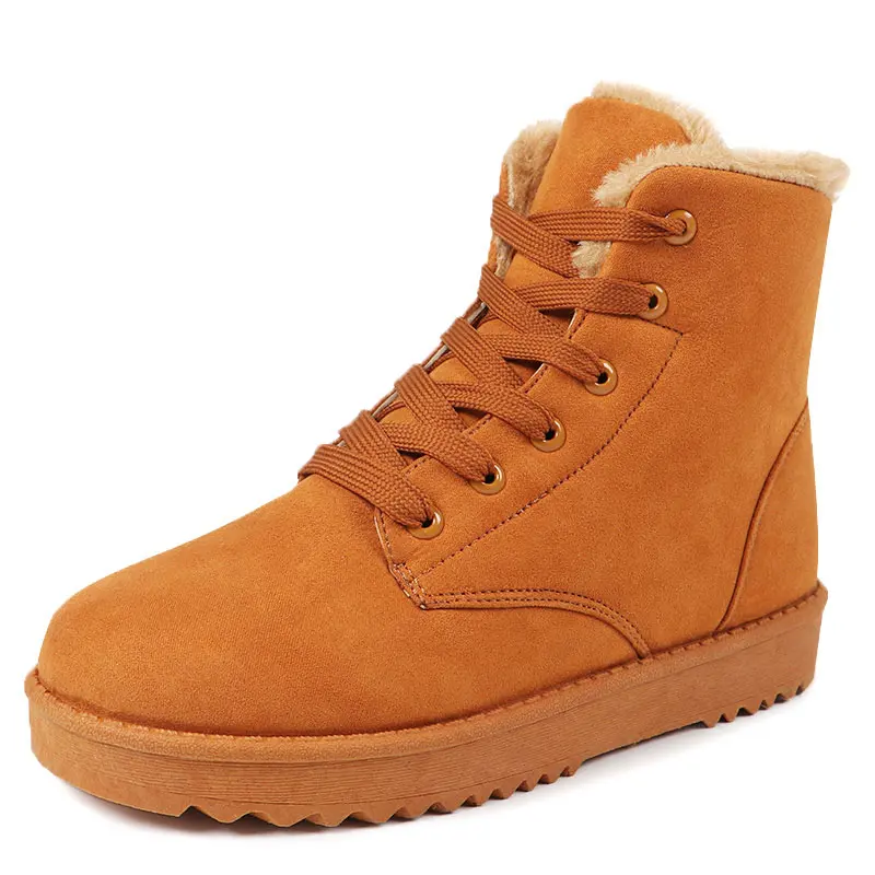 maroon Зимние ботинки; женские ботильоны на шнуровке; bottines femme; обувь на платформе; женская теплая обувь из замши и флока с круглым носком; Botas Mujer - Цвет: maroon