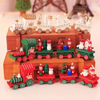 

Christmas Small Train Wood Christmas Decorations Children Kindergarten Festive Innovative Gift Table Decor Noel Navidad Ornament