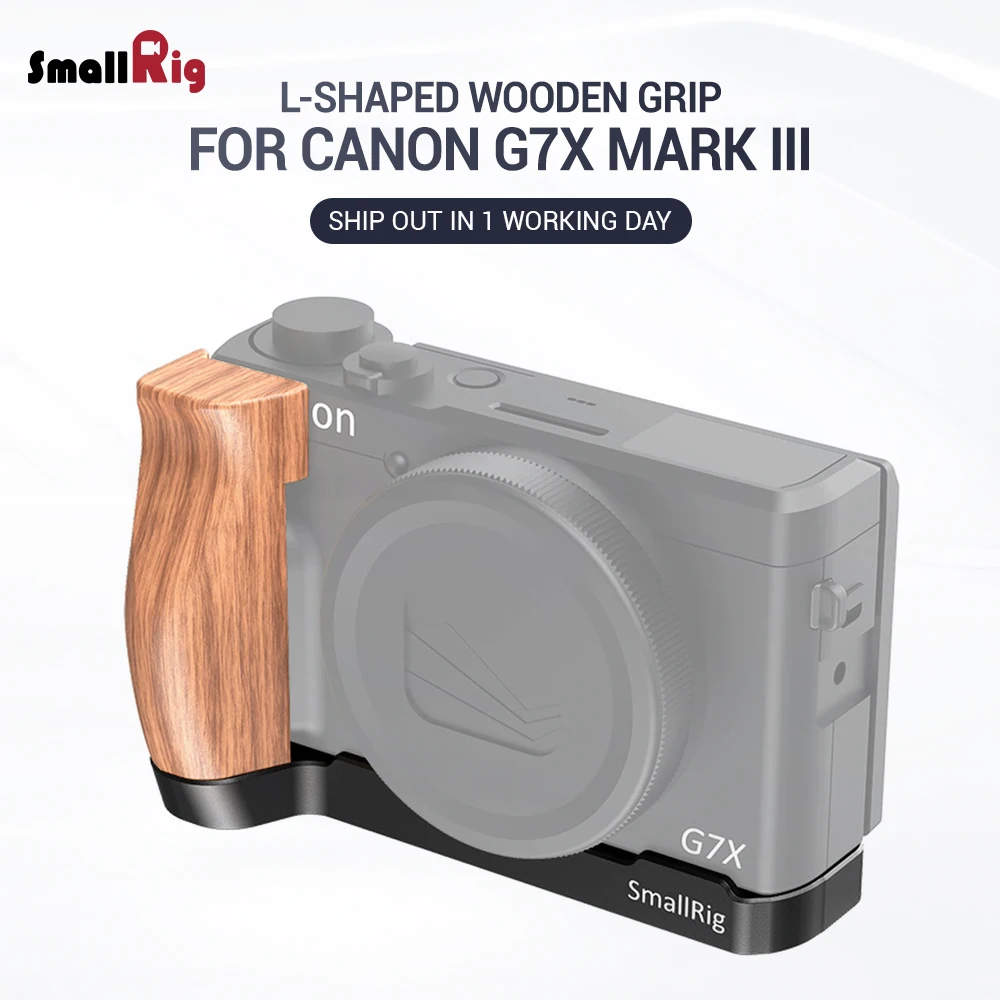 SmallRig l-образная деревянная рукоятка для Canon G7X Mark III W/1/4 резьбовые отверстия для штатива, подключенного Vlog Vlogging Rig 2445