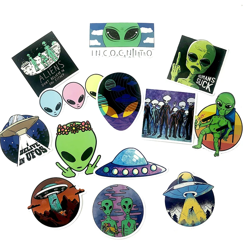 50Pcs Alien UFO Space Series Graffiti Sticker Forskateboard Guitar Motorcycle Decorative Luggage Suitcase Computer Toys