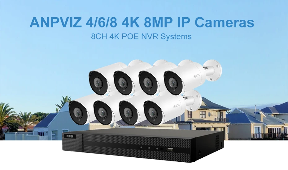 8CH 4K POE NVR комплект камеры наблюдения 8MP CCTV Bullet POE ip-камера Открытый P2P комплект видеонаблюдения 2 ТБ HDD