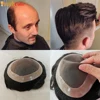 Men Toupee Durable Knots Hair Prosthesis Man Wig Natural Hair Mono&Lace Base Real Human Hair Wig NPU Replacement System Unit 1