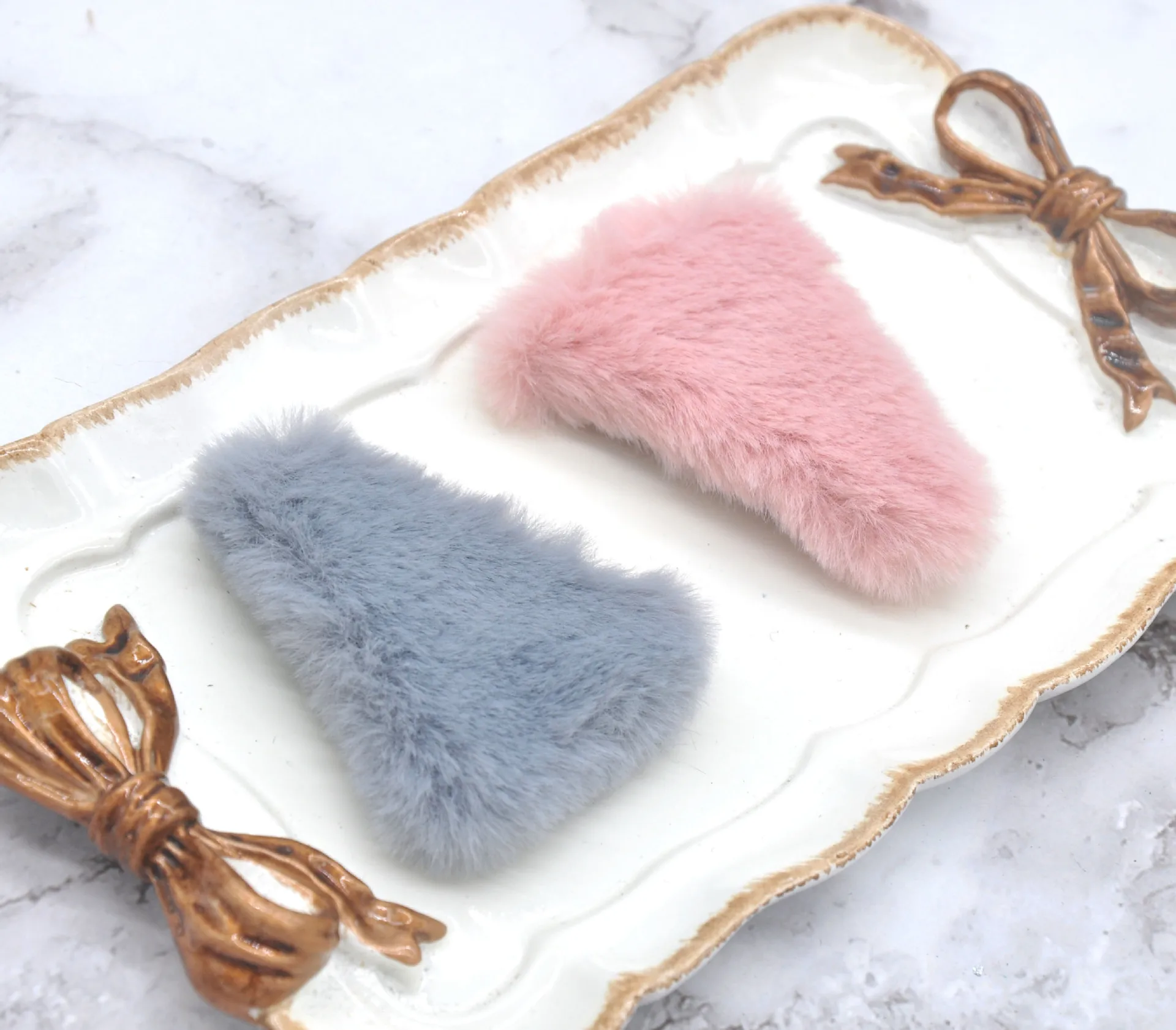 

South Korea Autumn And Winter New Style Mink Cashmere Children Shiny Barrettes Baby Barrettes Children Side Clip Sequin BB Clip