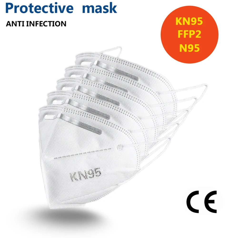 

10PCS KN95 CE Certification Face Mask Anti Influenza N95 Anti Mouth Respirator PM2.5 Mask Same Protective as KF94 FFP2 FFP3