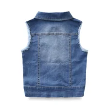 Осенняя одежда для девочек; джинсовый жилет в Корейском стиле; BINPAW Bear; детская одежда; хлопковый кардиган с отложным воротником; Джинсовая безрукавка с v-образным вырезом