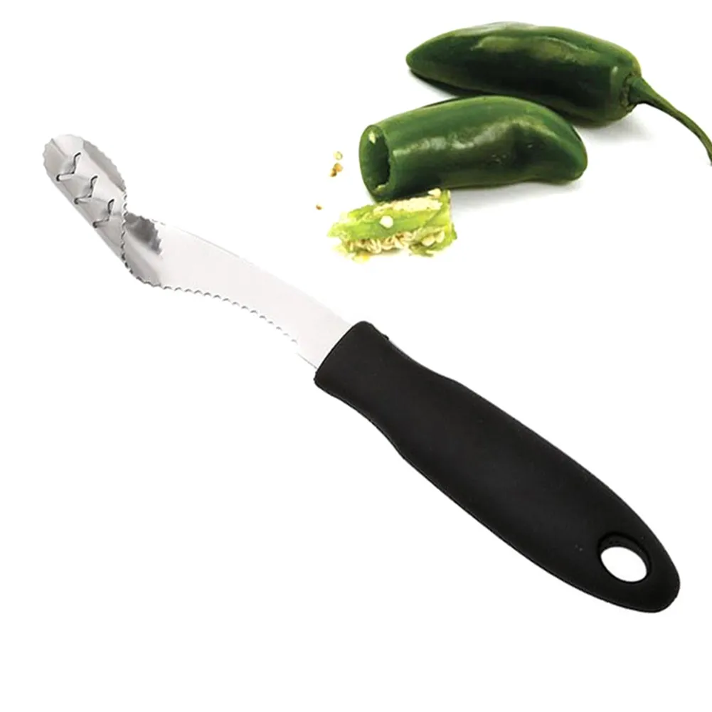 Нож для удаления сердцевины у перца из нержавеющей стали Jalapeno Поппер инструмент зубчатая кромка инструмент для сверления горячий JS22