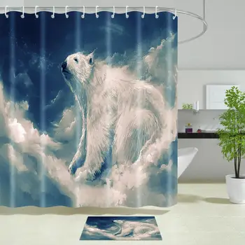 

Polar Bear Shower Curtains Creative Design Bathroom Curtains Waterproof Mildew Proof Washable Bath Screen With 12 Hooks