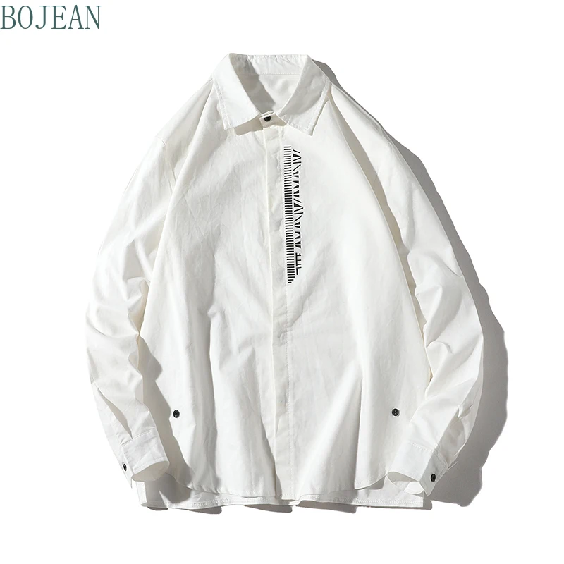 

Strange Things Fall 2019 Pure Cotton Japanese Style Casual Men's Long Sleeve Shirts camisa masculina off white men shirts