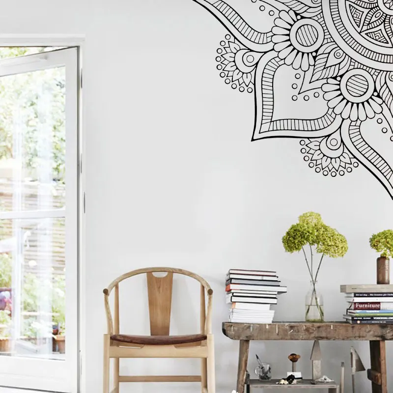 

1/4 Mandala Sacred Geometry Yoga Wall Sticker Vinyl Home Decor Living Room Bedroom Sofa Headboard Decals Removable Mural 4129