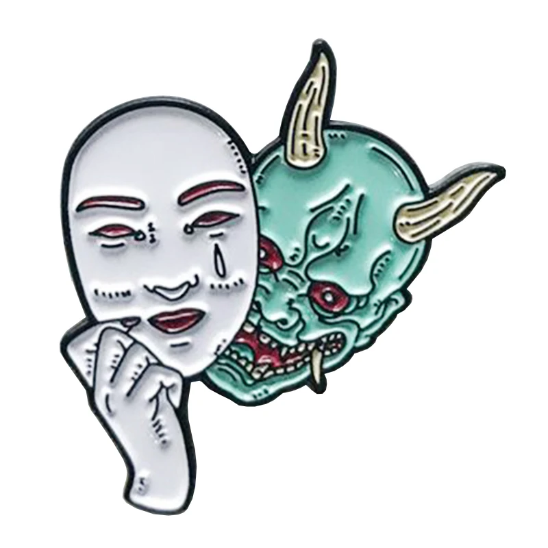 Insignia de máscara Hannya, broche de mujer de demonio de terror, pin