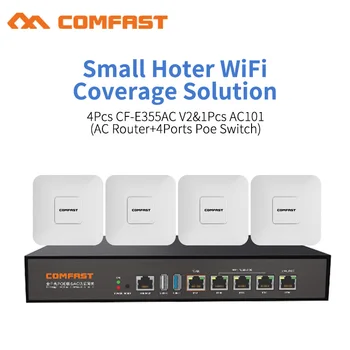 Kaufen DHL Dual Band 5,8 Ghz Home Shop Nahtlose Wifi Abdeckung 4 Stücke 1200Mbps Stabile Openwrt Decke AP 1pc AC Management Poe Switch Router