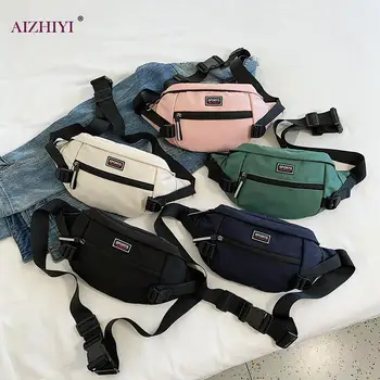 

Canvas Chest Bag Women Men Sports Casual Zipper Fanny Phone Belt Bum Pouch Outdoor Street Shoulder Crossbody Pack