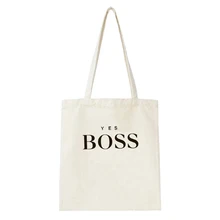 Да с надписью Boss печати сумка для покупок Для женщин модная белая Сумочка одежда посылка школьная сумка для книг сумка