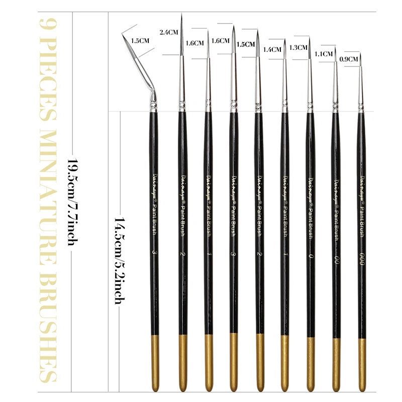 Dainayw Detail Paint Brushes Set 7 pcs Miniature Brushes for Fine Detailing  & Art Painting - Acrylic, Watercolor, Oil, Models