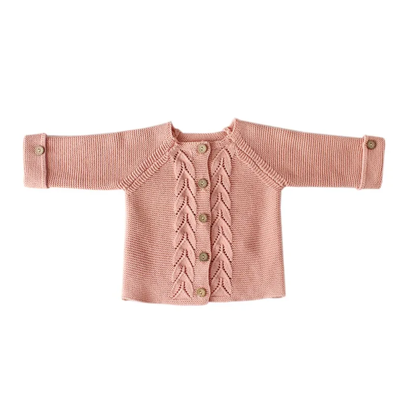 Одежда для маленьких девочек Зимний Детский свитер Хлопковое трикотажное пальто-кардиган с листьями для маленьких мальчиков, одежда для маленьких девочек