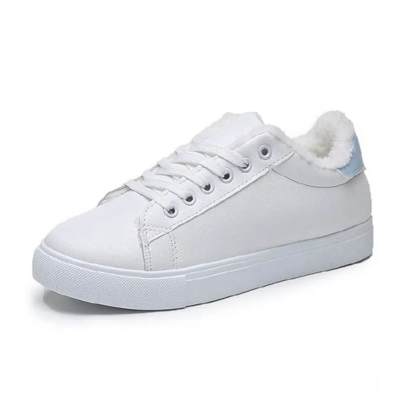 TAOFFEN Hot Sale Women White Shoes Vulcanized Sneakers Warm Casual Women Shoes Winter Fur Fashion Shoes Lady Footwear Size 35-39
