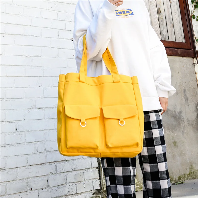 Холщовая Сумка женская простая в Корейском стиле художественная женская сумка стилизованная модная тканевая сумка женская новая стильная одноцветная сумка