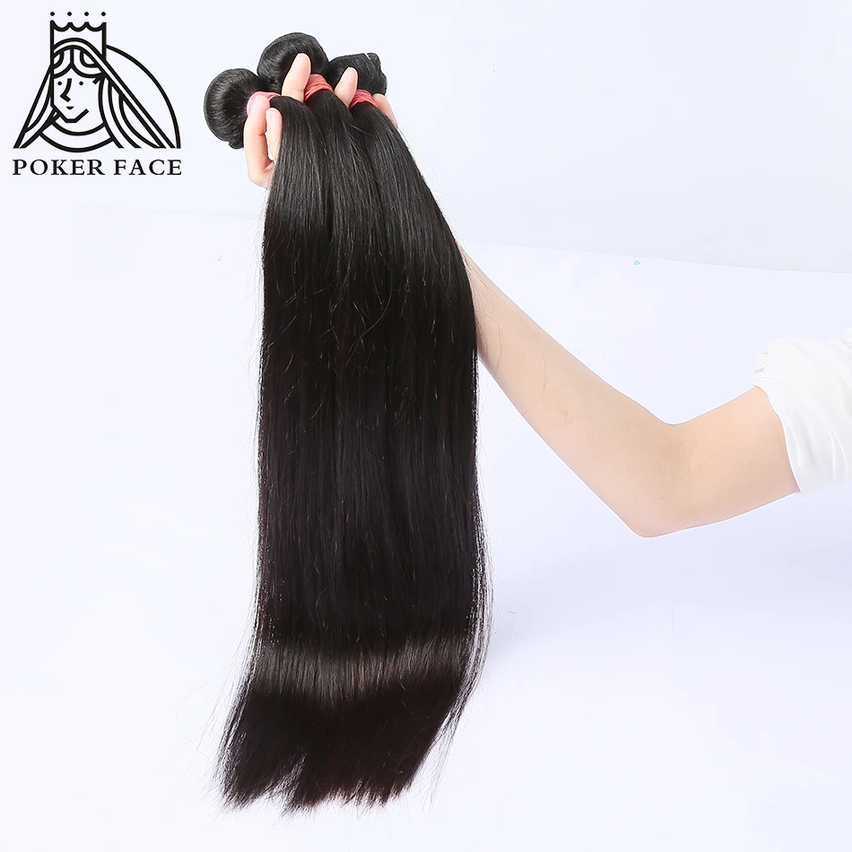 В стиле «Poker Face 1/3/4 Комплект пряди натуральных волос Реми бразильские прямые волосы натуральный Цвет Пряди человеческих волос для наращивания 8-32 дюймов могут быть окрашены