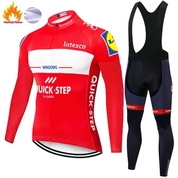 

2020 Team quickstep cycling jersey Men Winter Thermal Fleece winter kit ciclismo 20D bycicle Suit Outdoor Bike cycling pants