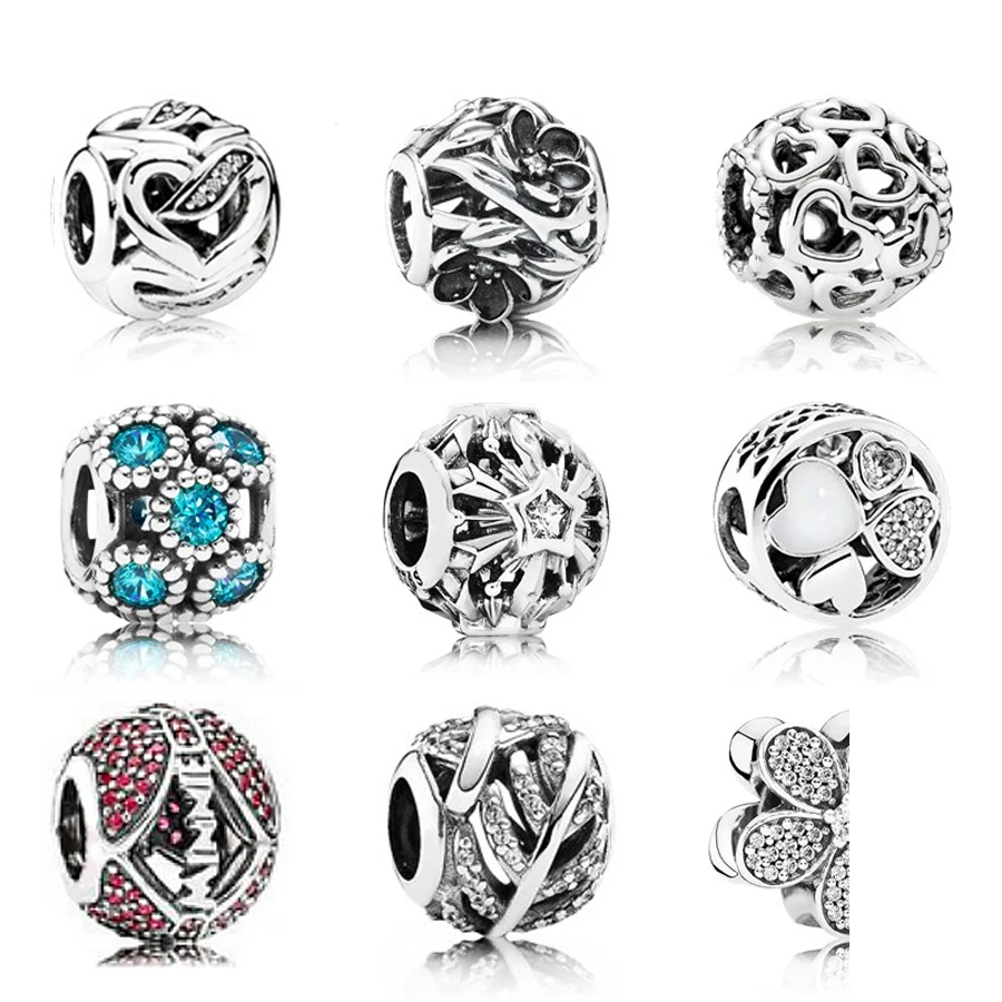 NEW 100% Genuine 925 Sterling Silver Hollow shine pattern Charm Beads Fit Bracelet DIY bracelet The factory wholesale NEW 100% Genuine 925 Sterling Silver Hollow shine pattern Charm Beads Fit Bracelet DIY bracelet The factory wholesale