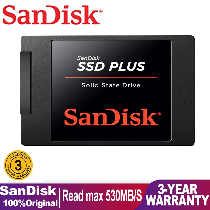 

Внутренний твердотельный накопитель Sandisk SSD Plus, 480 ГБ, 240 ТБ, 120 ГБ, sata iii