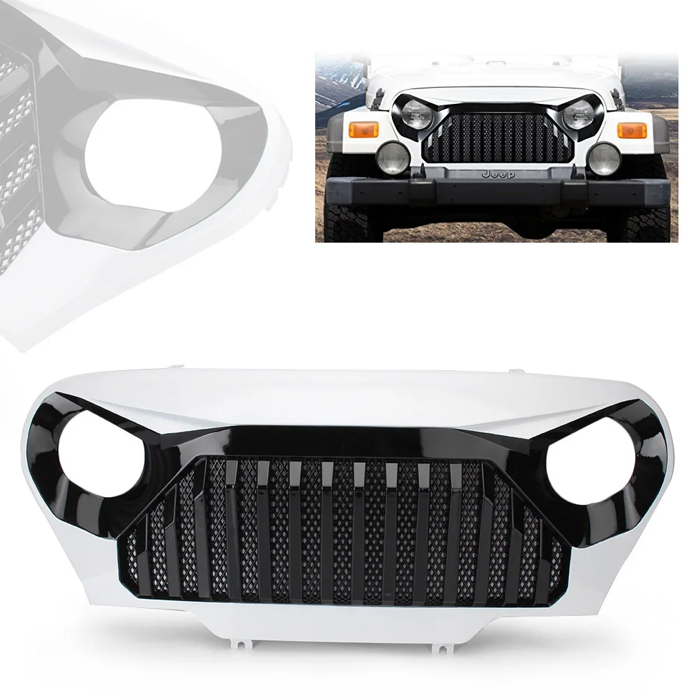 

Black/White Front Grill Grille Guard Mesh Insert for Jeep Wrangler TJ 1997 1998 1999 2000 2001 2002 2003 2004 2005 2006