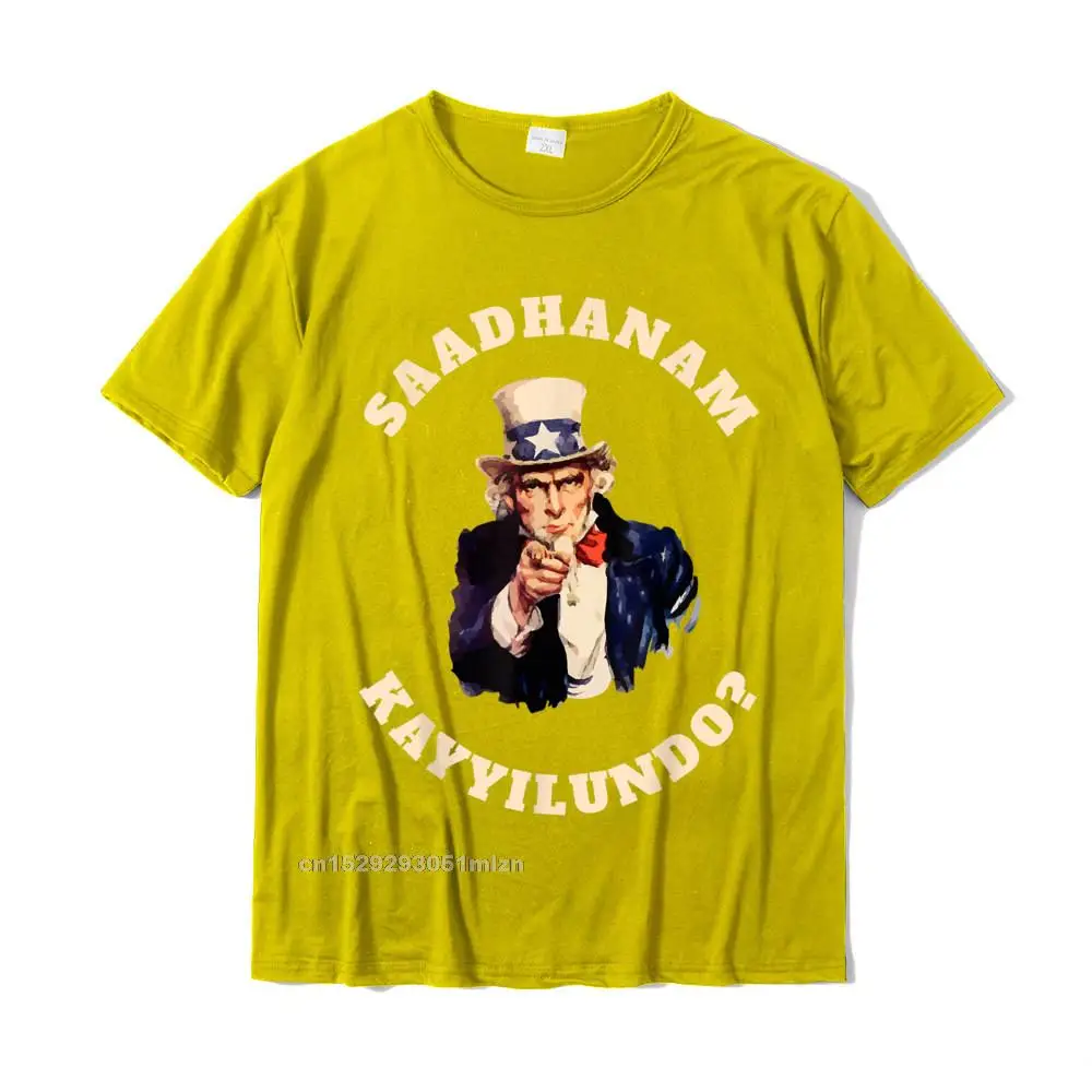 O-Neck Design 100% Cotton Men T Shirt Printed Short Sleeve Tops T Shirt 2021 Gift T Shirt Drop Shipping SAADHANAM KAYYILUNDO Kerala Malayalam Funny T-Shirt__3046 yellow