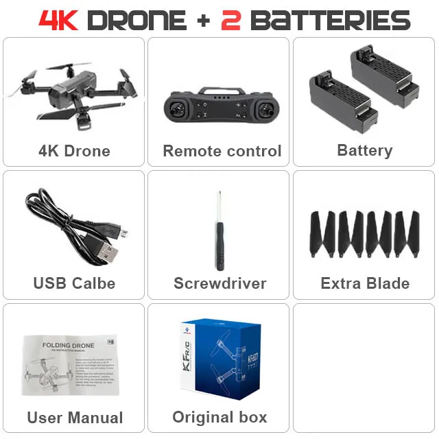 Многофункциональный KF607 Дрон с FPV Wifi 4 K/1080 P HD Двойная камера оптический поток Квадрокоптер VS SG106 visuo xs816 - Цвет: Origin 4K 2B