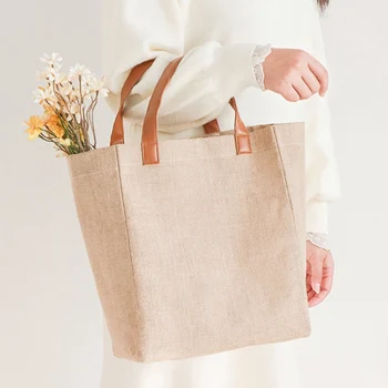 

Cotton Linen Shopping Bags Reusable Foldable Tote Handbags Reusable Storage Bags White Large Small New