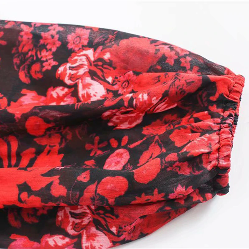 Женское платье с принтом ZA весенне осеннее длинное праздничное V образным