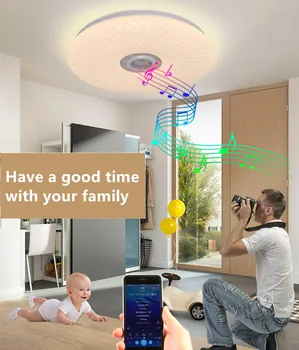 

36/60W Rgb Flush Mount Round Starlight Music Led Ceiling Light Lamp With Bluetooth Speaker, Dimmable Color Changing Light Fixtur