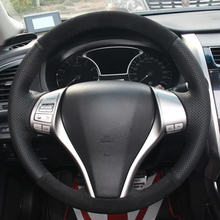 Style2 Чехол на руль автомобиля DIY из замши для Nissan Teana 2013- Altima 2013- X-Trail- Rogue- Qashqai Volant - Название цвета: Style2