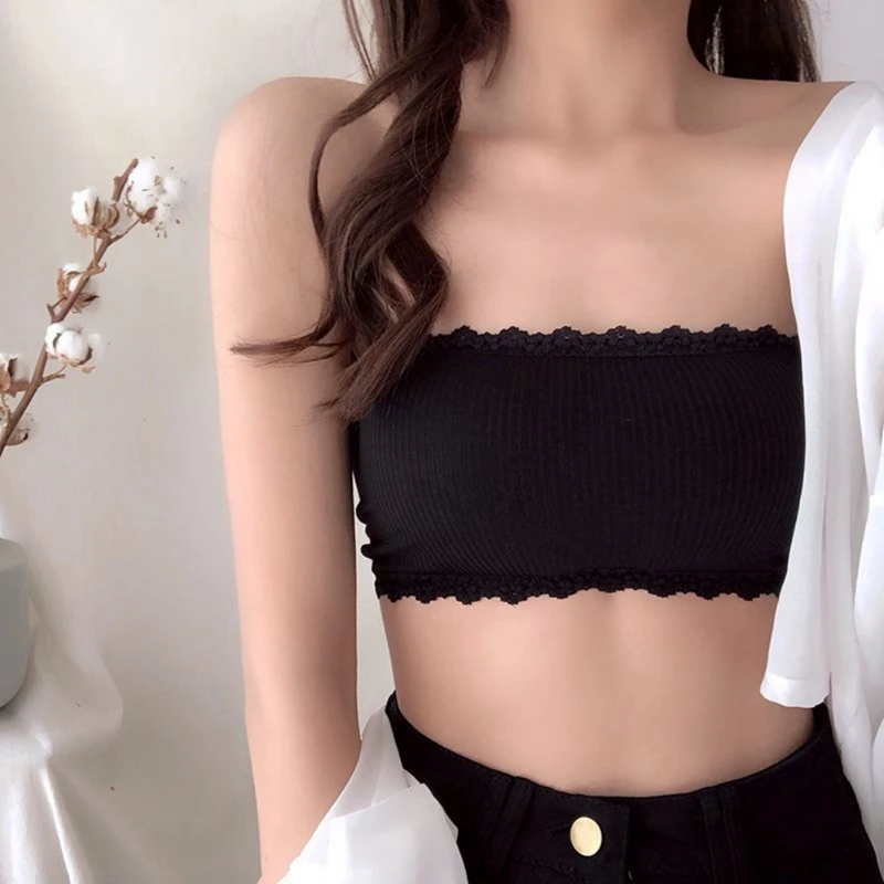 

Sexy Solid Women Lace Tube Top Seamless Padded Underwear Summer Women Strapless Bra Bandeau Tops For Women
