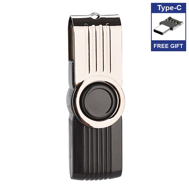 

Free Type-C adapter USB Flash Drives 4GB 8GB 16GB 32GB 64gb 128gb 256gb 512gb Pendrive Metal Swivel Memory Stick Thumb Drive