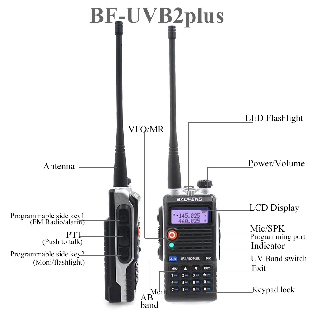 Baofeng UVB2 плюс UV-B2 двухстороннее радио Двухдиапазонная VHF/UHF рация 128CH Переговорная BF-UVB2 Ham CB радио портативный приемопередатчик