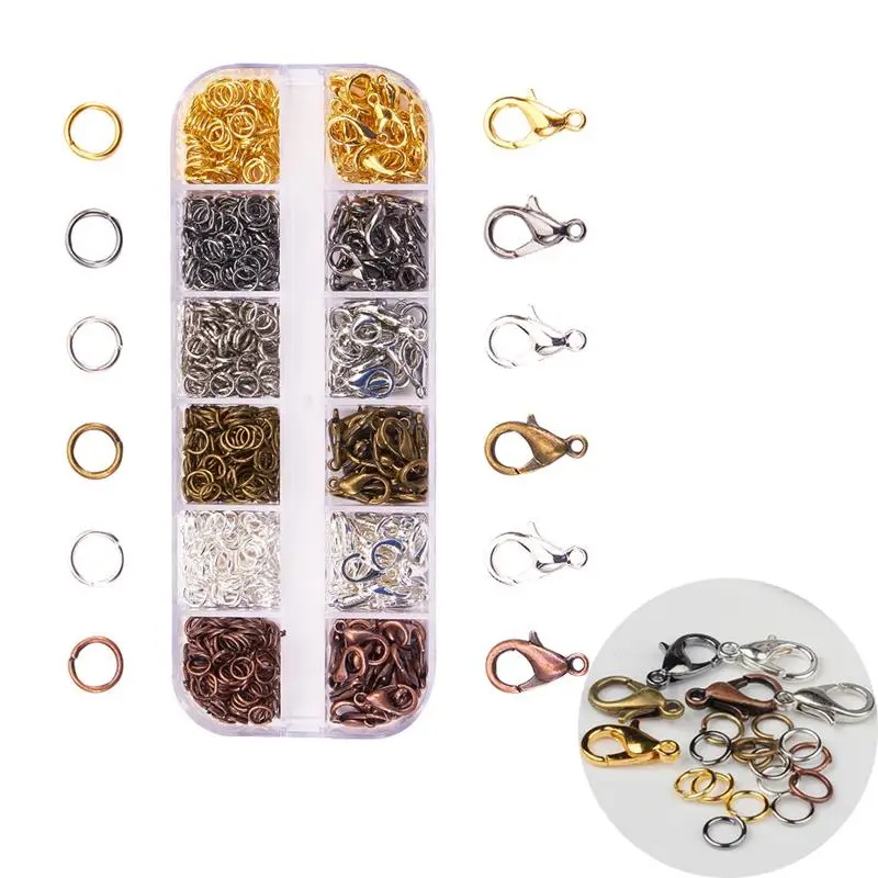 

1320pcs Jewelry Findings Tool Set Metal Lobster Clasp 6mm Open Jump Rings 6 Colors Mixed Making DIY Chain Accessories Wholesale