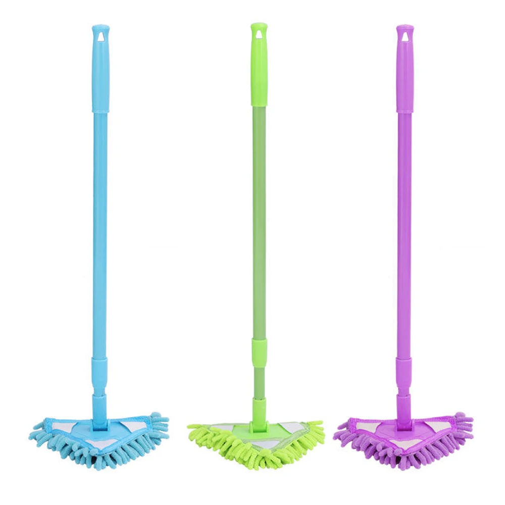 

Rotatable Triangle Cleaning Mop Retractable Glass Cleaner Chenille PP Iron Material Easy Installation Storage Cleaning Dust Mop