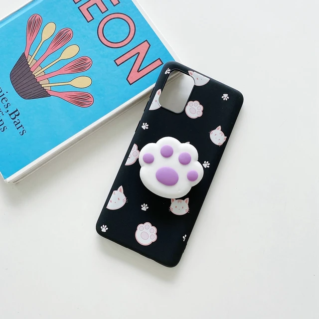Cartoon Phone Holder Case For Samsung Galaxy A50 A70 A30S A40 A20 A30 A10 A11 A20E A21S A31 A7 A8 A6 Plus 2018 A41 Stand Cover White Paw Holder