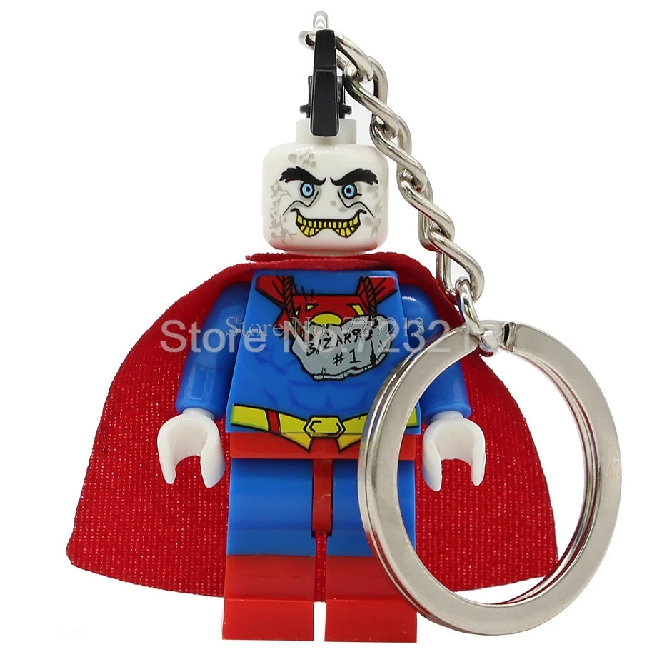Супермен, супергерой Bizarro брелок в виде фигуры киборг вспышка Аквамен Скотт бесплатно Бэтмен мистер чудо строительные блоки модель игрушки - Цвет: Bizarro