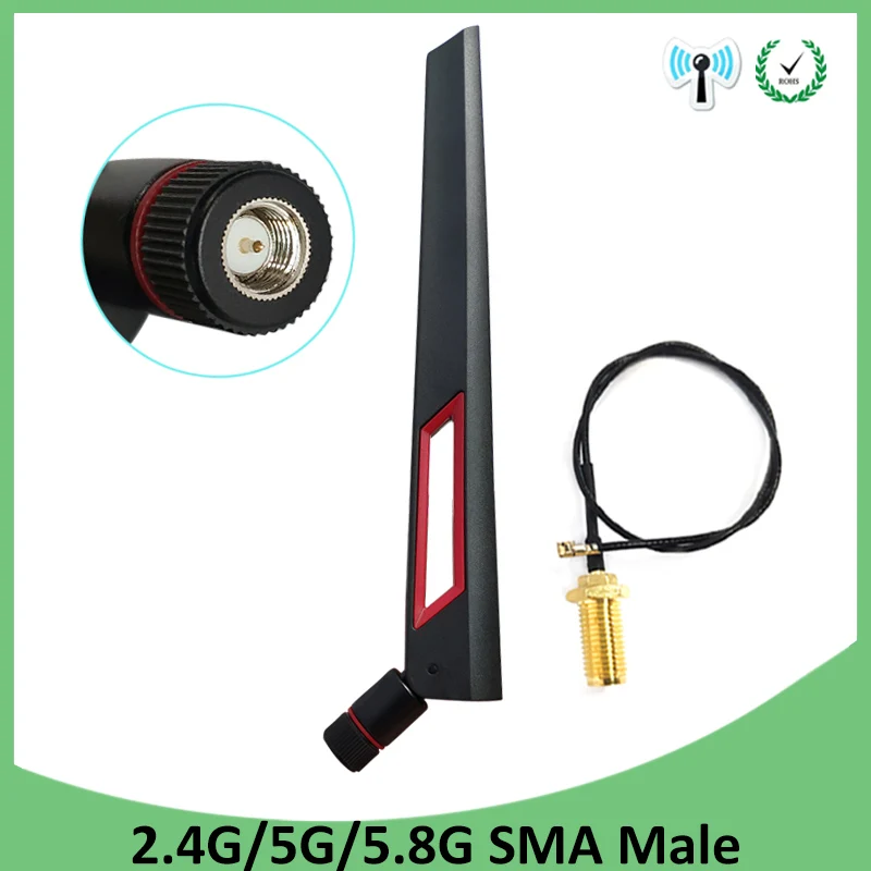 2,4 GHz 5GHz 5,8 Ghz антенна настоящая 8dBi SMA разъем 2,4g 5,8g Двухдиапазонная wifi антенна+ 21cm RP-SMA
