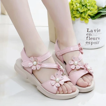 

2020 Girls Sandals Summer Genuine Leather Kids Shoes Flower Princess Sandals for Girls Baby Toddler Shoes sandalia infantil