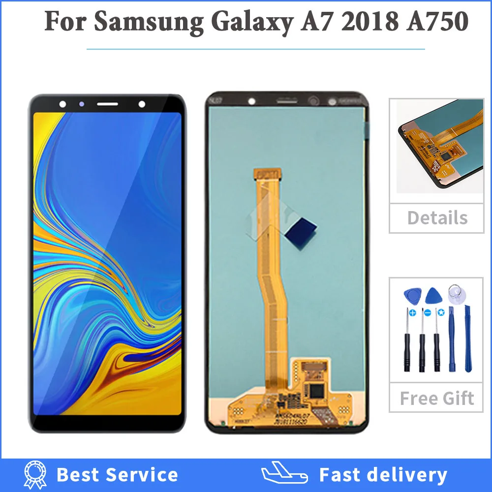 SUPER AMOLED TFT oled экран 6 0 дюйма для SAMSUNG Galaxy A7 2018 ЖК-дисплей сенсорный оригинальный