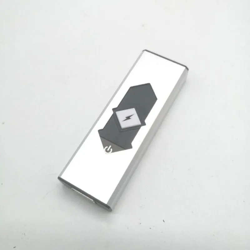 Креативная сигарета с зарядкой от USB Зажигалка перезаряжаемая двойная дуговая Электронная Зажигалка Ветрозащитная беспламенная супер зажигалка для мужчин - Цвет: silver