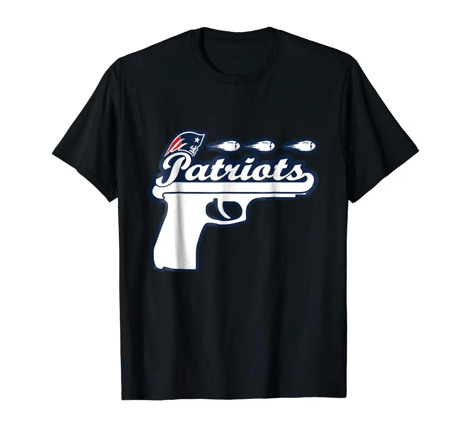 

2019 Fashion T Shirt men Gun Patriots Crew Neck New England T Shirt