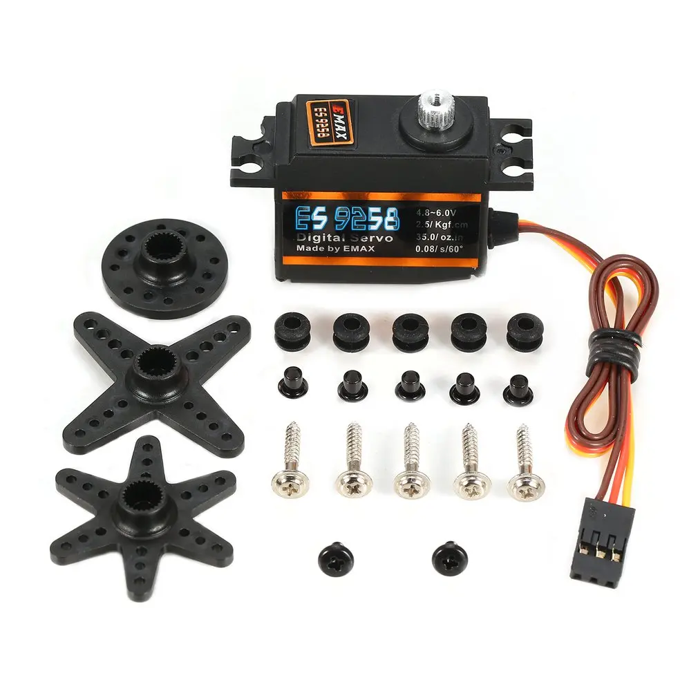 

1pcs EMAX ES9258 Digital Metal Gear Servo 4.8V 2.5kg 0.08 Sec/60 Degree for RC 450 Helicopter Airplane Copter Model Accessories