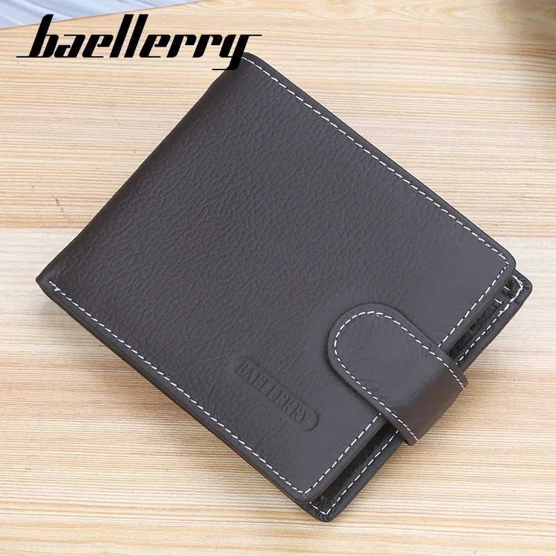

Hot Fashion Genuine Leather Short Men Wallets Solid Sample Style Zipper Purse Man Card Horder Leather High Quality Male Wallet