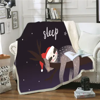 

Sloth bear print blanket 3D cartoon animal thick lamb wool blankets for beds suitable for lunch break travel office sweatshirt
