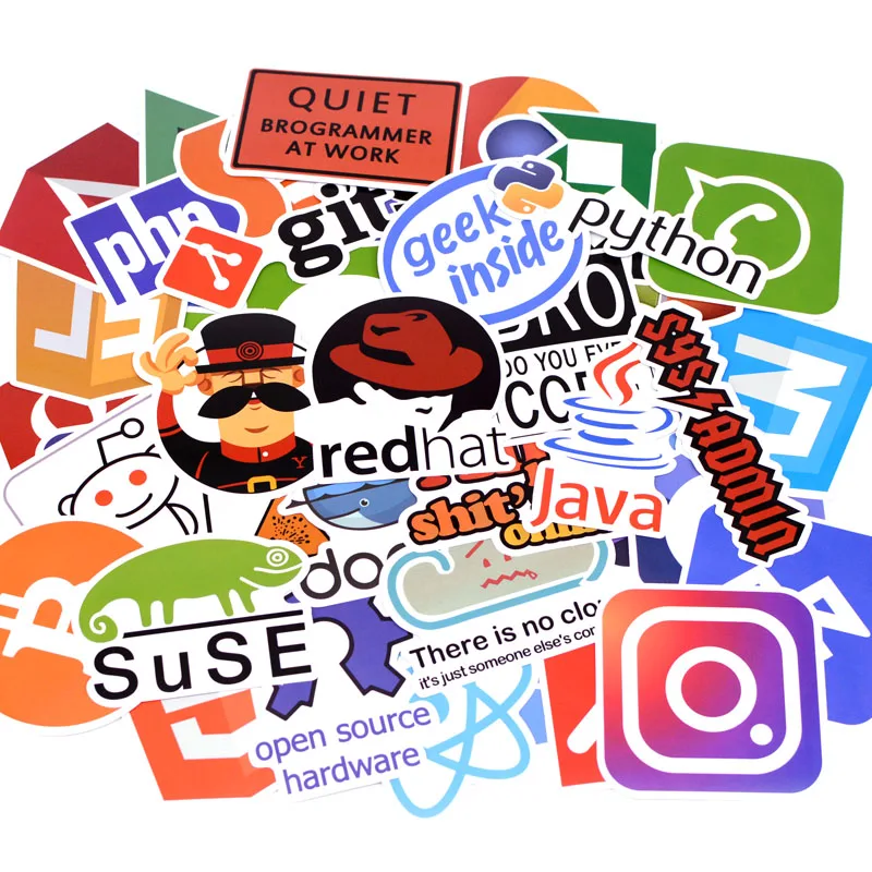 50 наклеек для языков программирования Интернет-Java JS Php Html облако Docker Биткойн